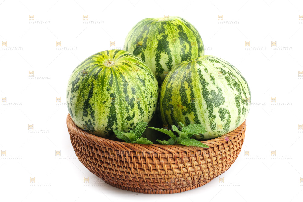 白底上的花蕾甜瓜