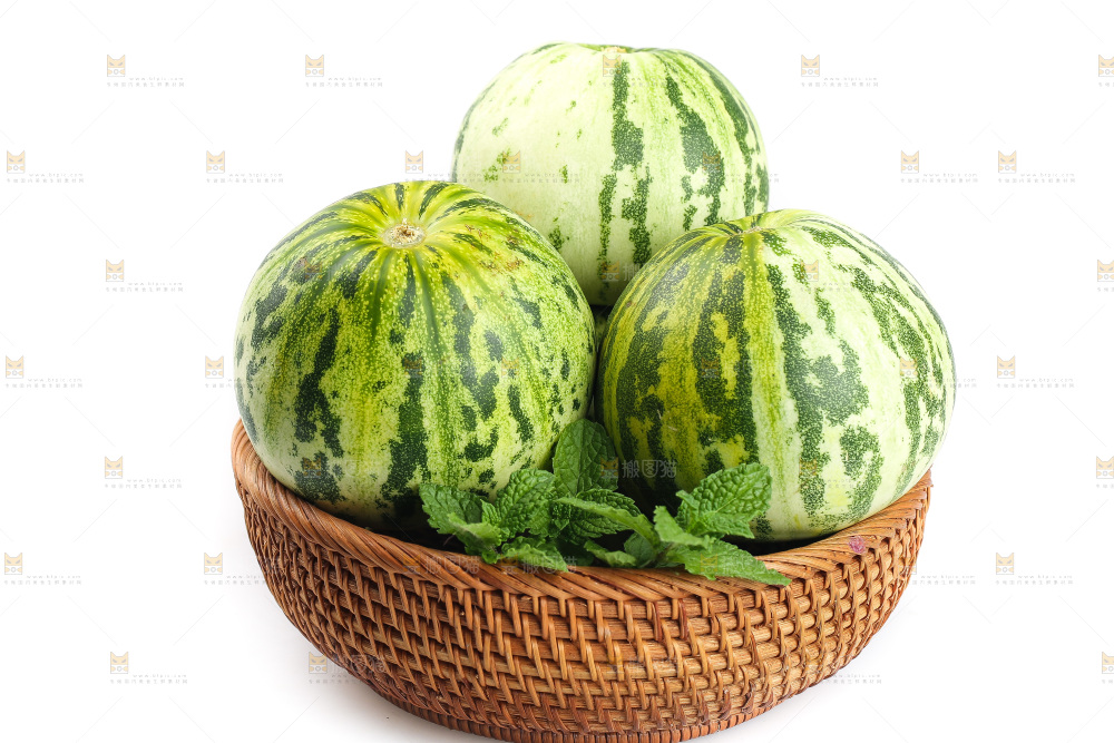白底上的花蕾甜瓜