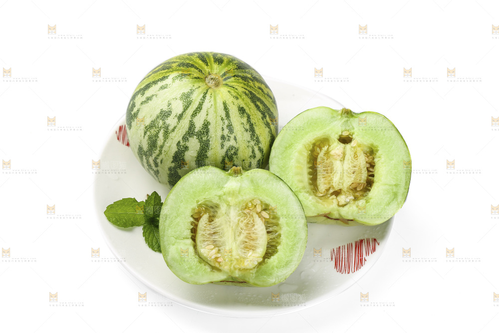 白底上的花蕾甜瓜