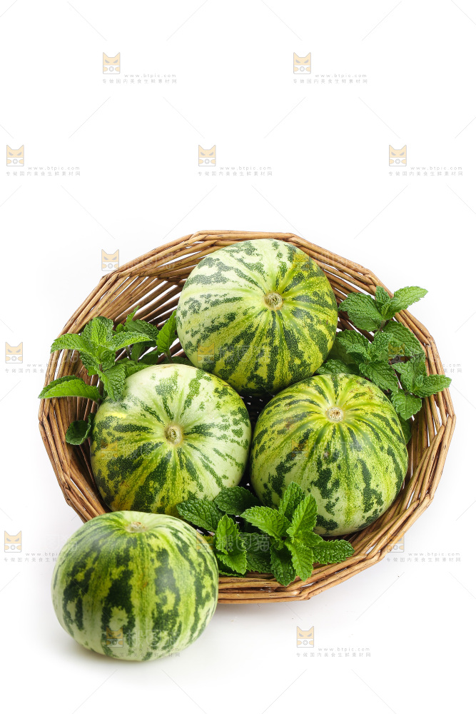 白底上的花蕾甜瓜