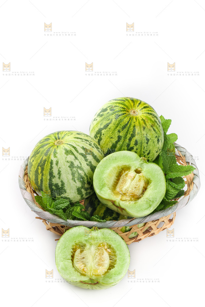 白底上的花蕾甜瓜