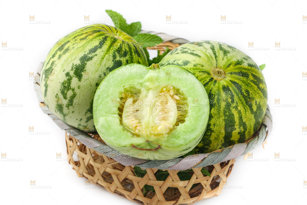 白底上的花蕾甜瓜