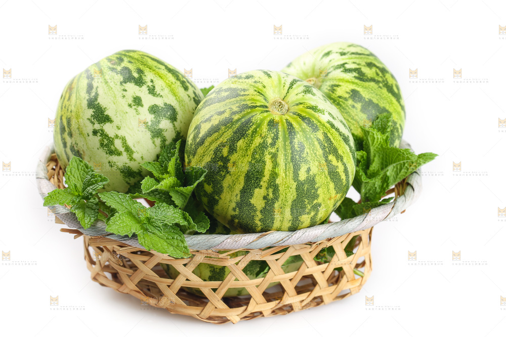 白底上的花蕾甜瓜