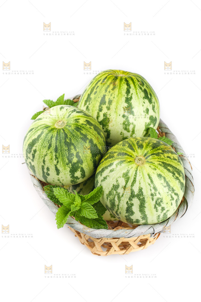 白底上的花蕾甜瓜