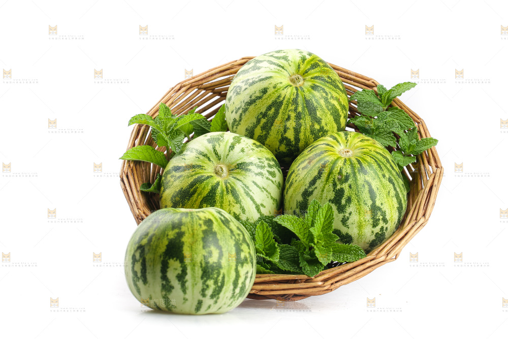 白底上的花蕾甜瓜