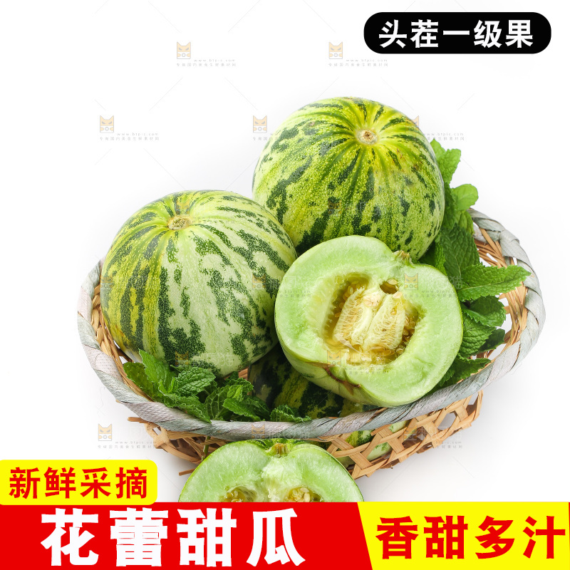 白底上的花蕾甜瓜