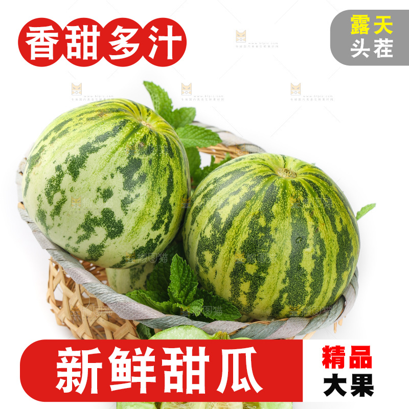 白底上的花蕾甜瓜
