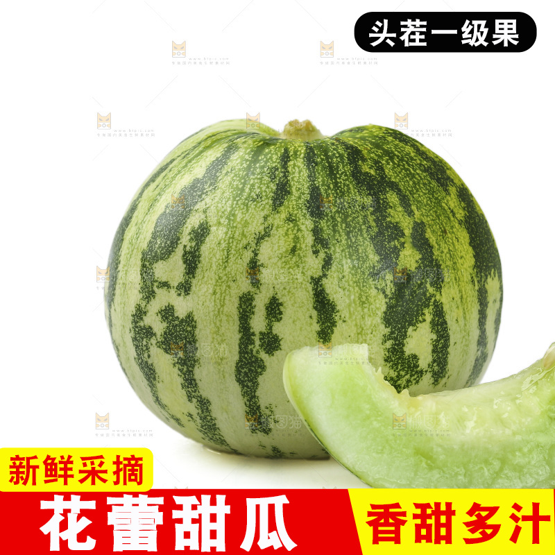 白底上的花蕾甜瓜