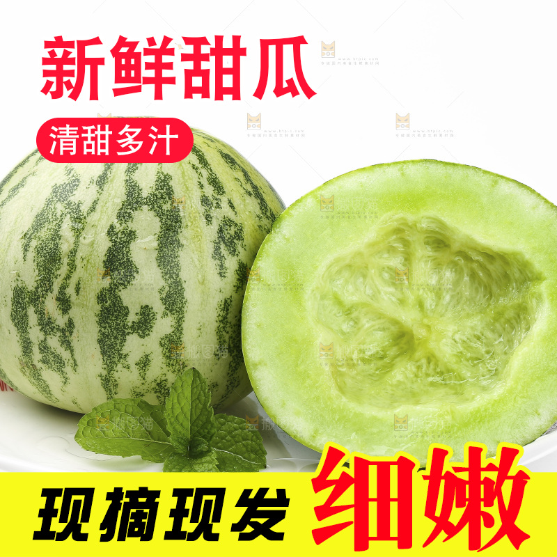 白底上的花蕾甜瓜