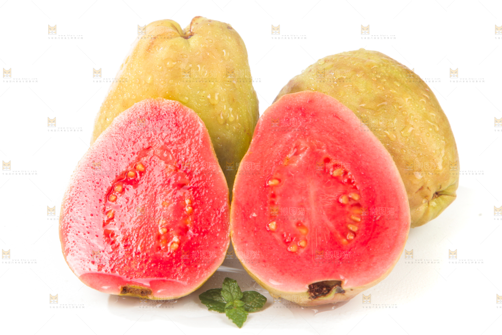 白底上的红心芭乐