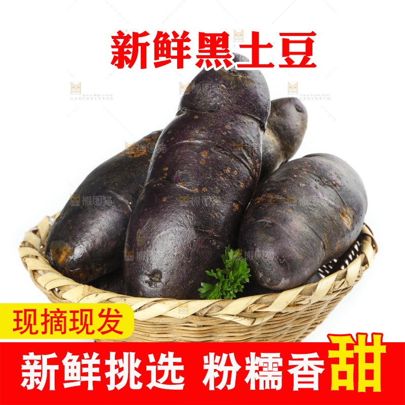 白底上的紫土豆