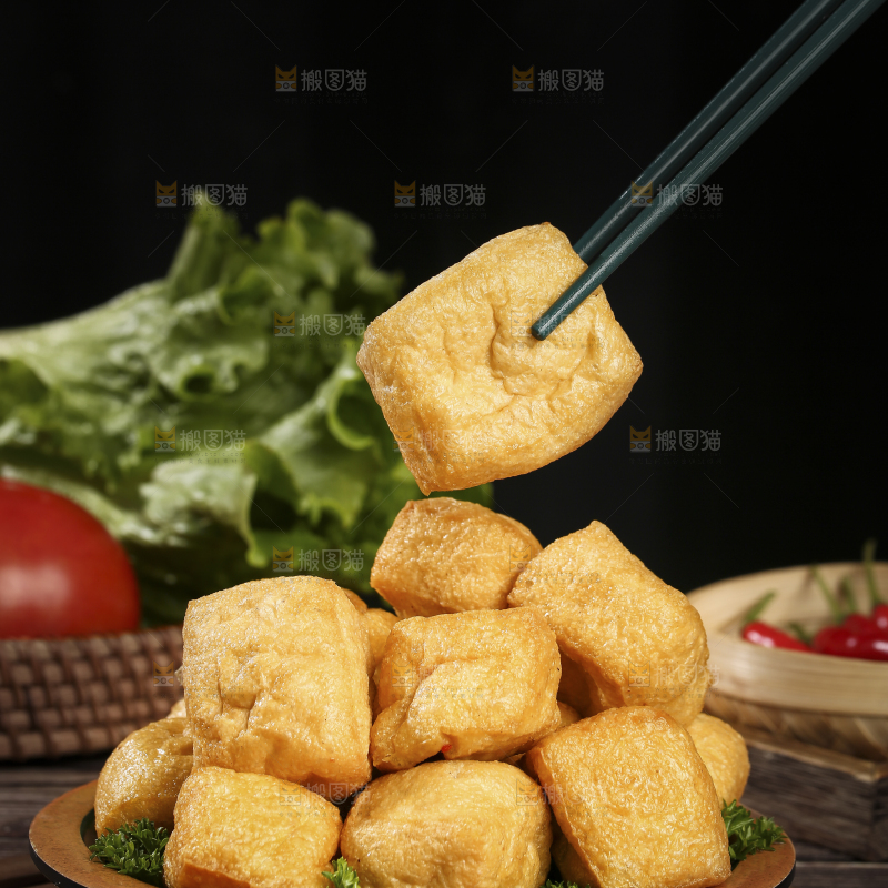 深底上的油豆腐