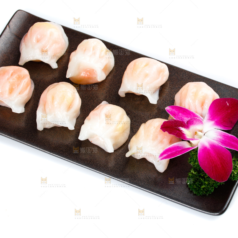 白底上的虾饺