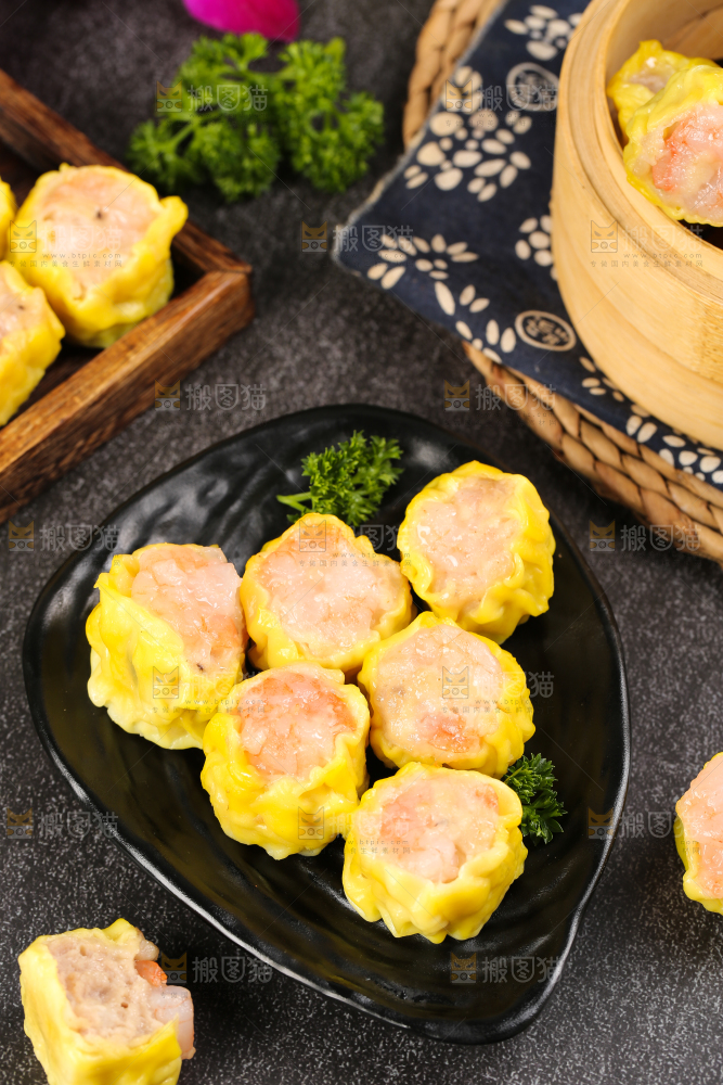 深底上的虾肉烧卖