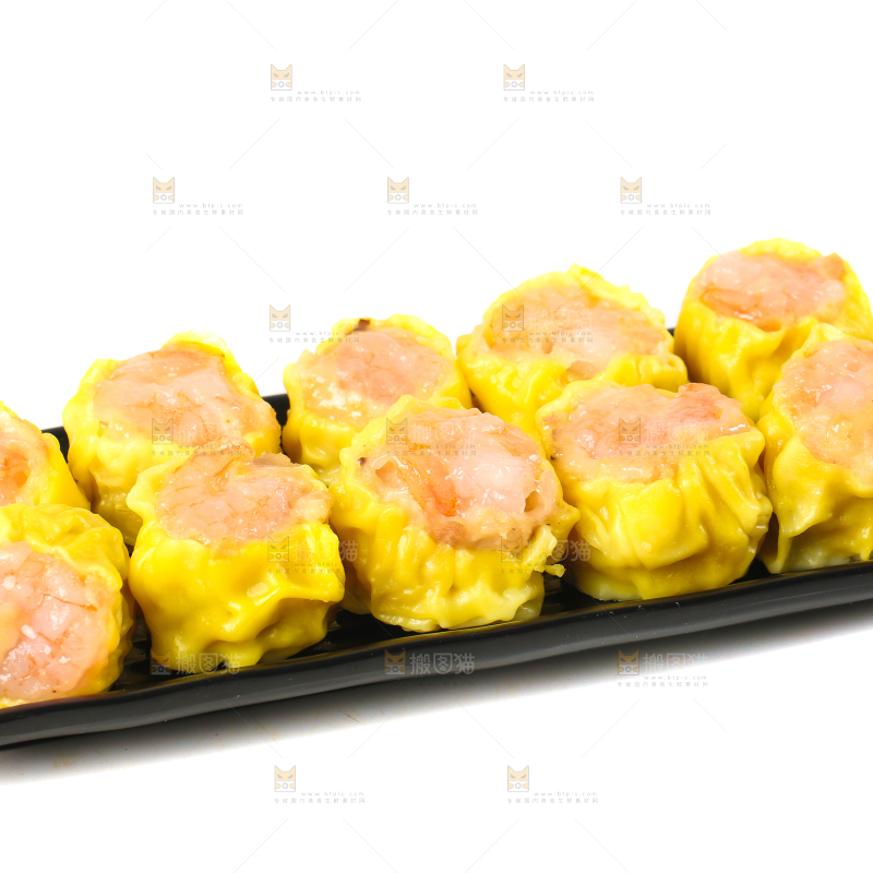 白底上的虾肉烧卖