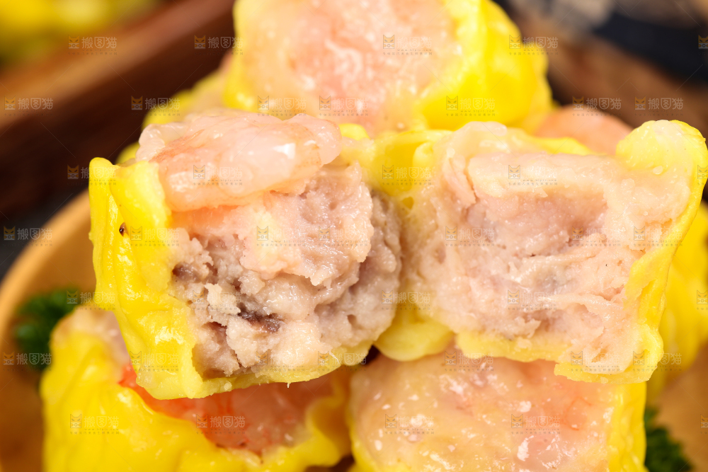 深底上的虾肉烧卖