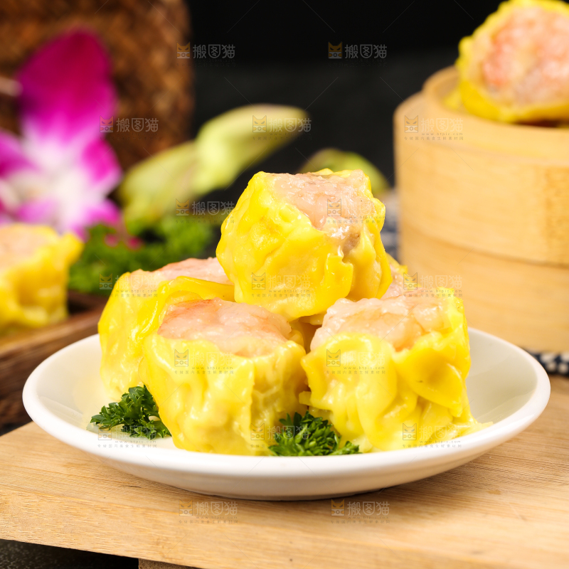 深底上的虾肉烧卖
