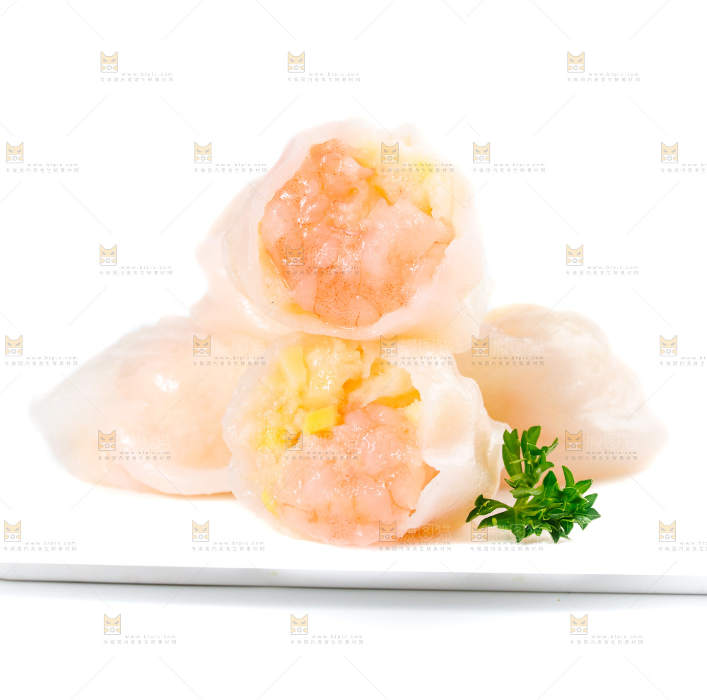 白底上的虾饺