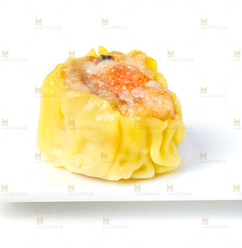 白底上的虾肉烧卖