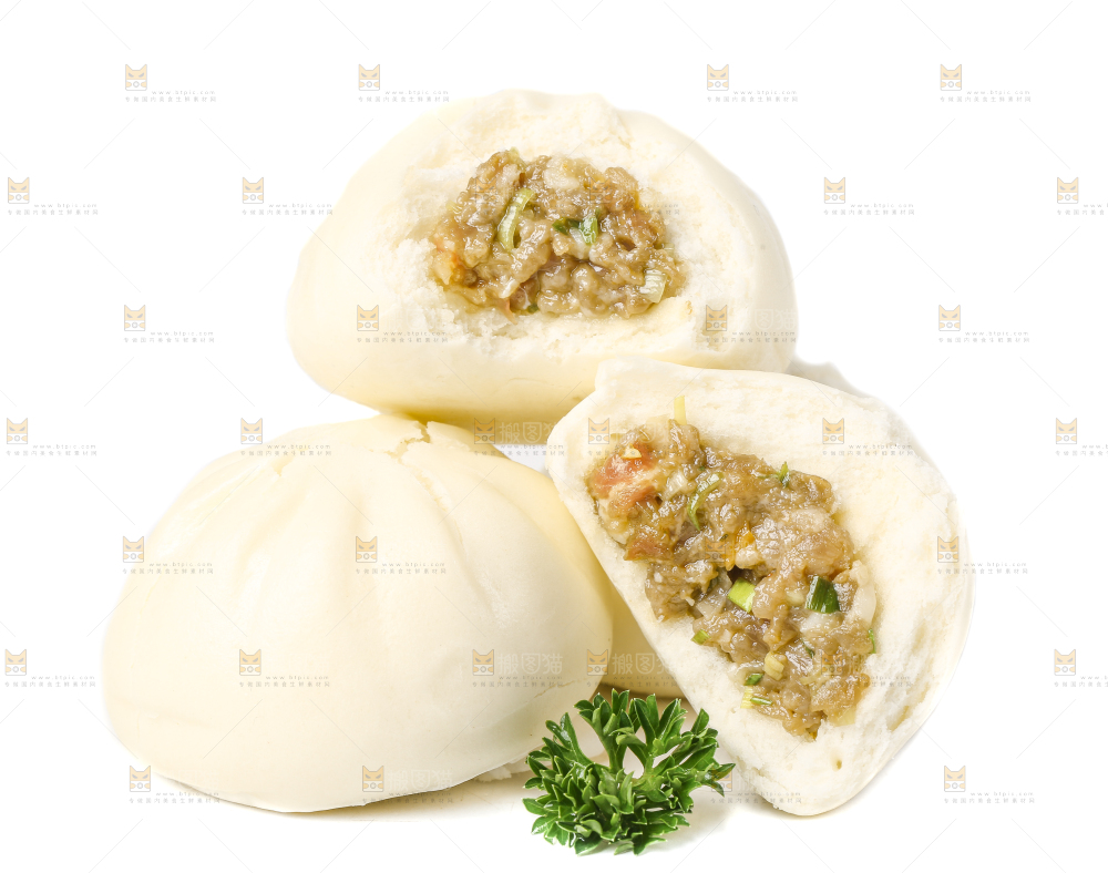 白底上的滑肉包