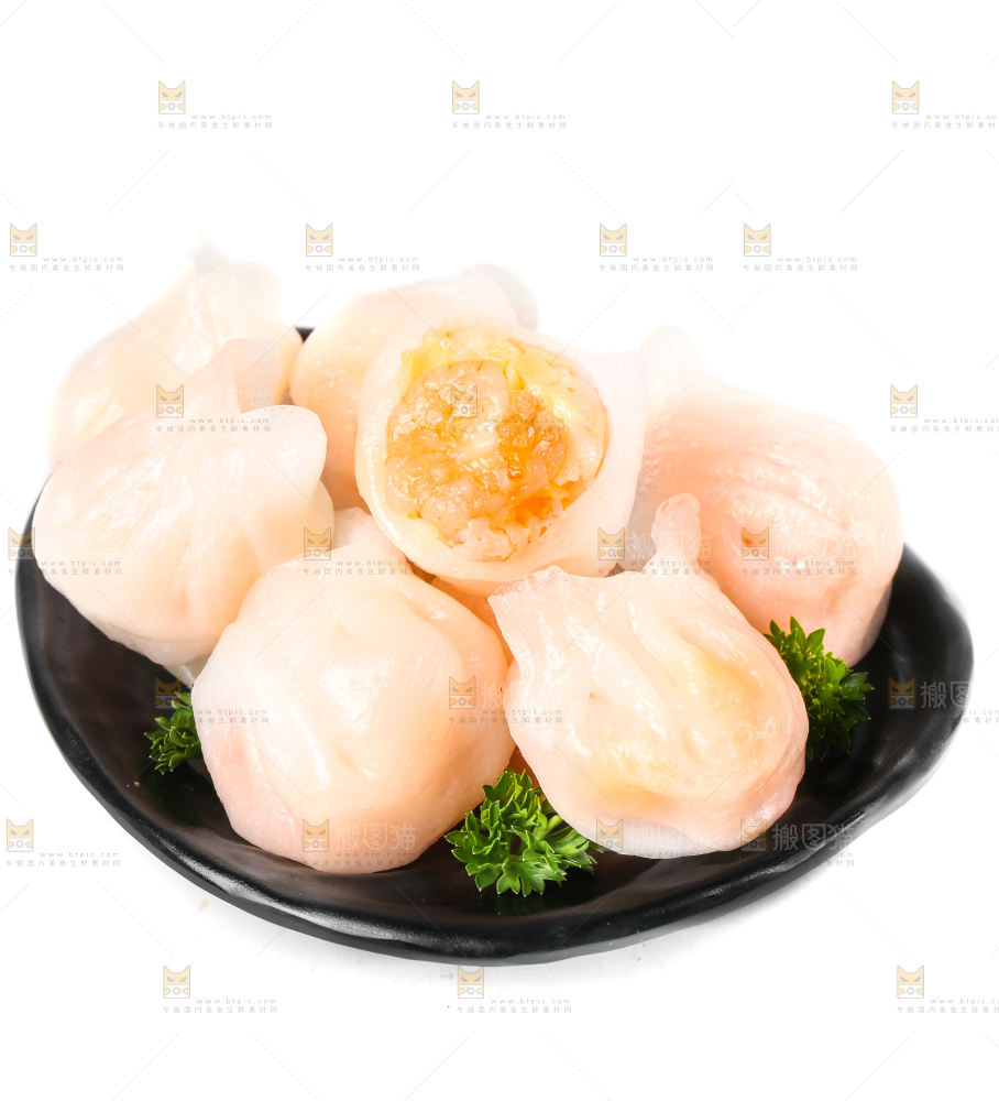 白底上的虾饺