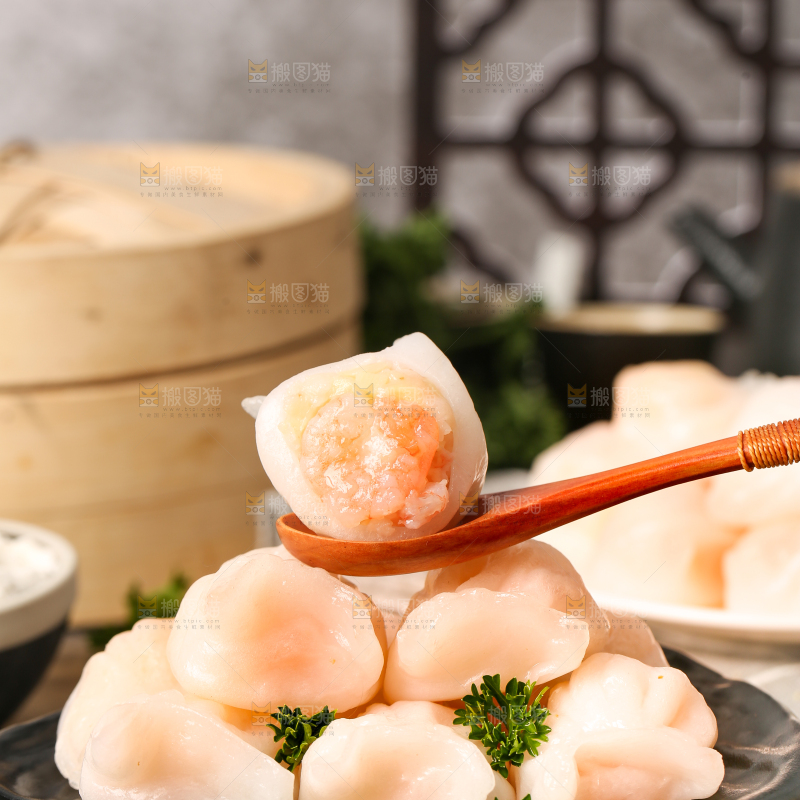 深底上的虾饺