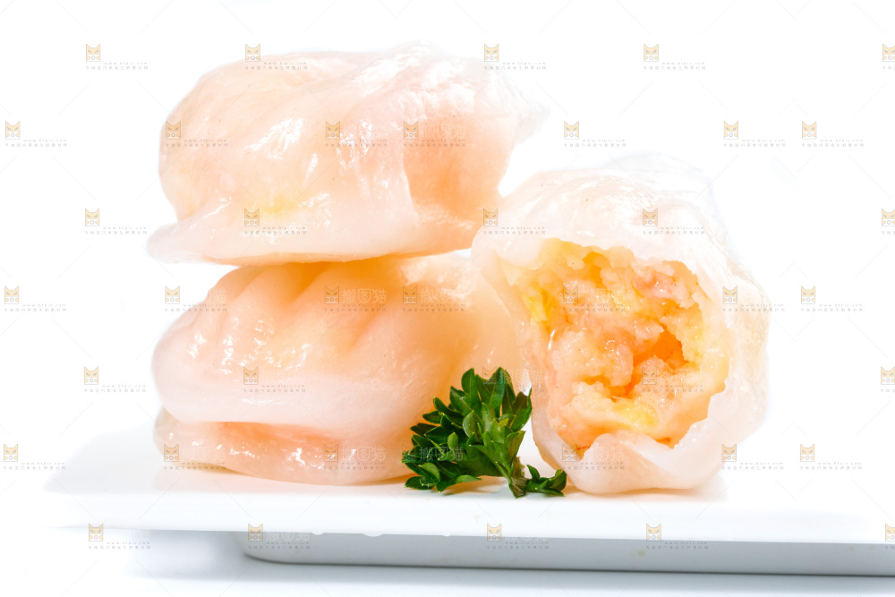 白底上的虾饺