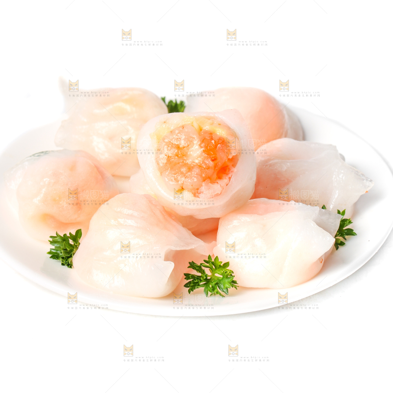 白底上的虾饺