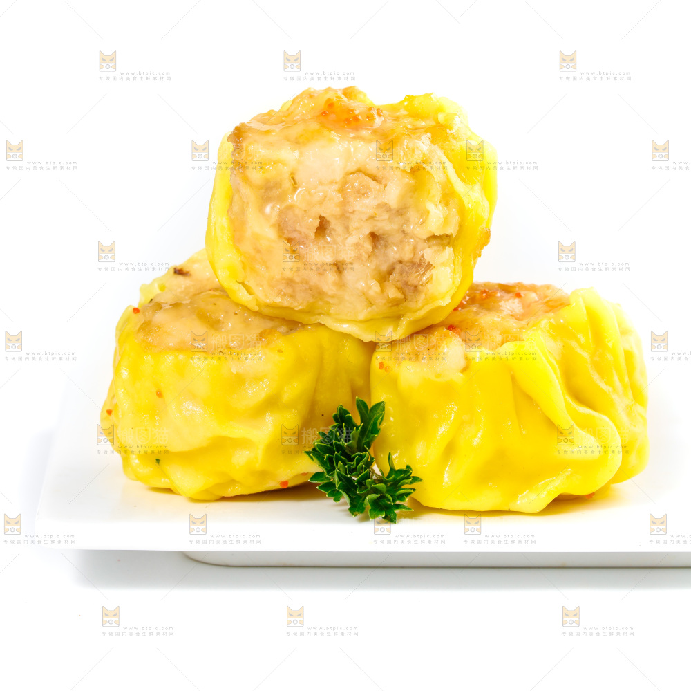 白底上的虾肉烧卖