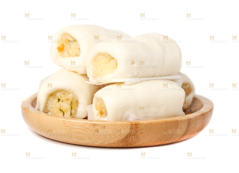 白底上的糯米卷