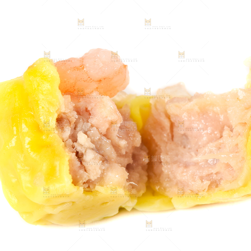 白底上的虾肉烧卖