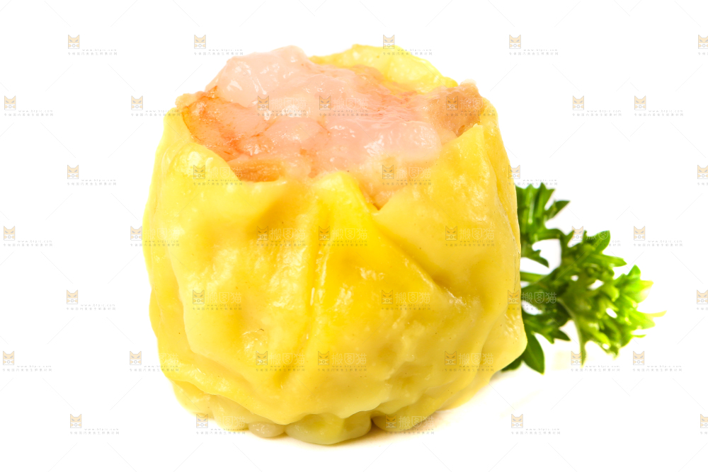 白底上的虾肉烧卖