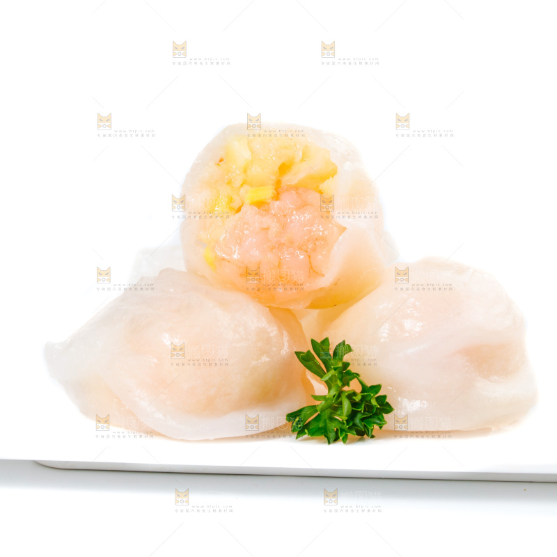 白底上的虾饺