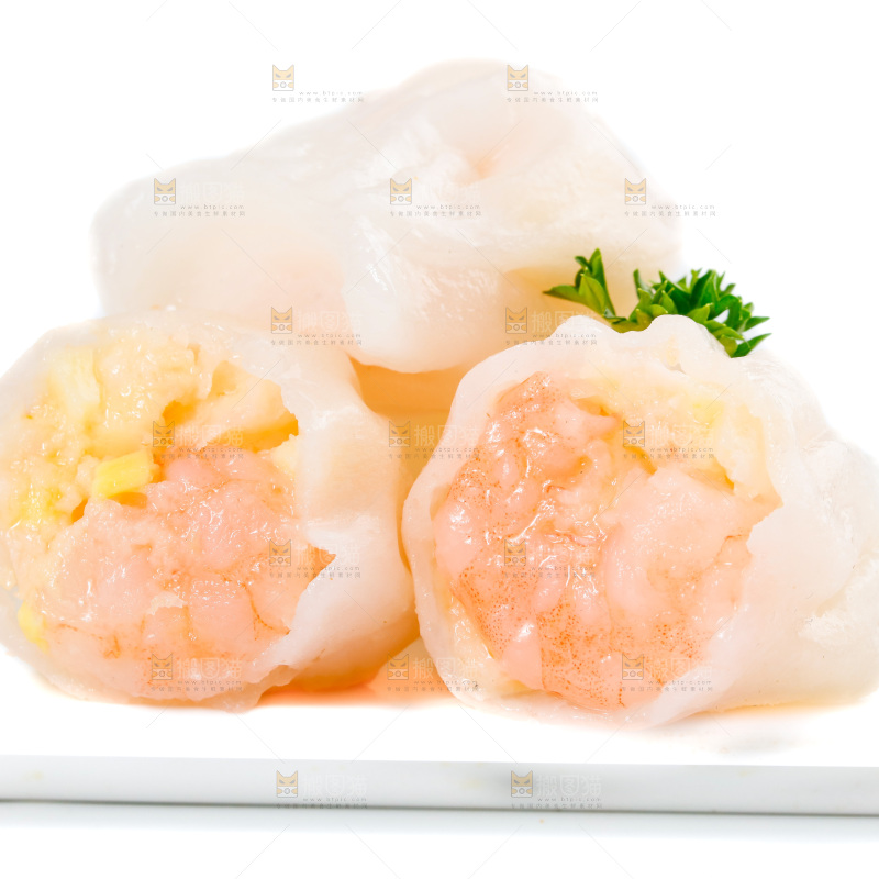 白底上的虾饺