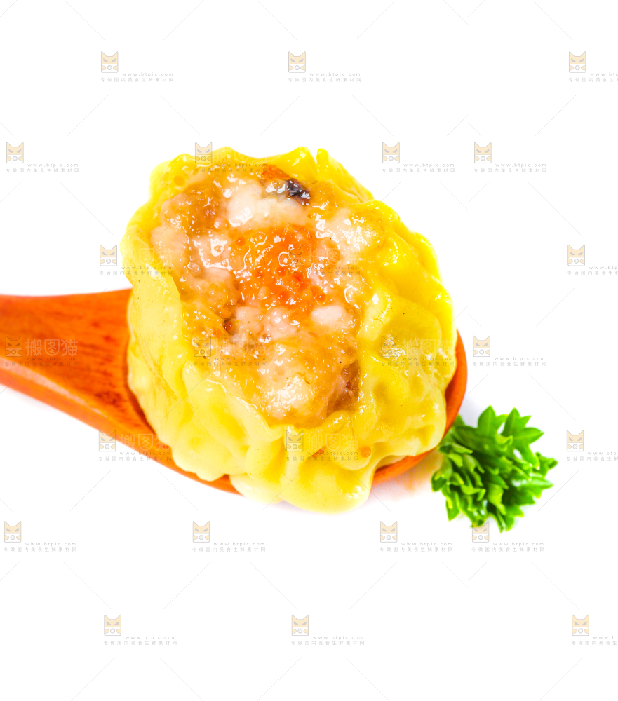 白底上的虾肉烧卖