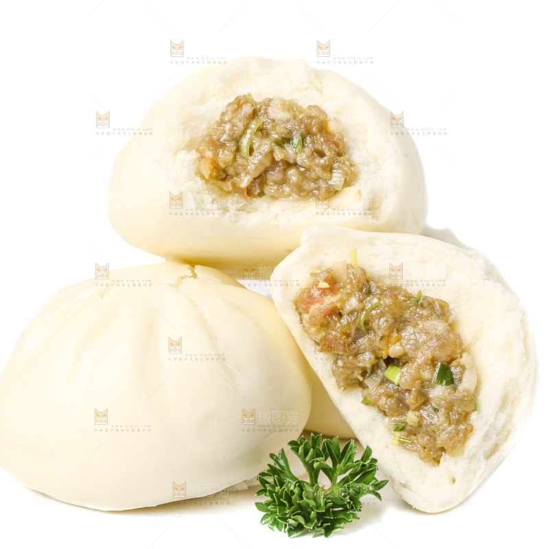 白底上的滑肉包