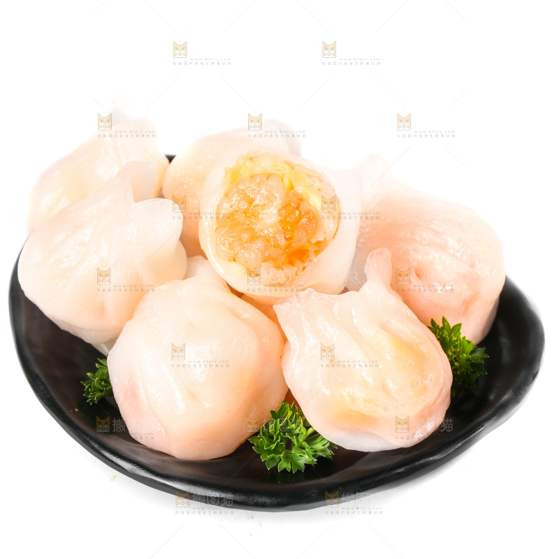 白底上的虾饺