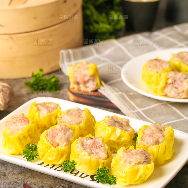 深底上的虾肉烧卖
