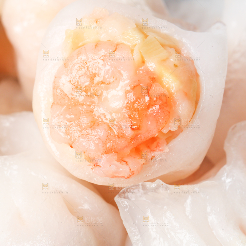 白底上的虾饺