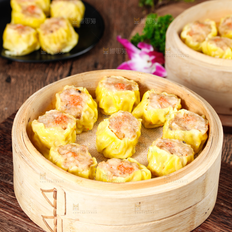 深底上的虾肉烧卖