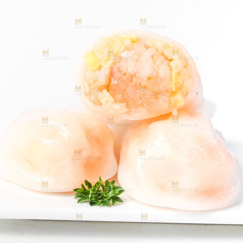 白底上的虾饺