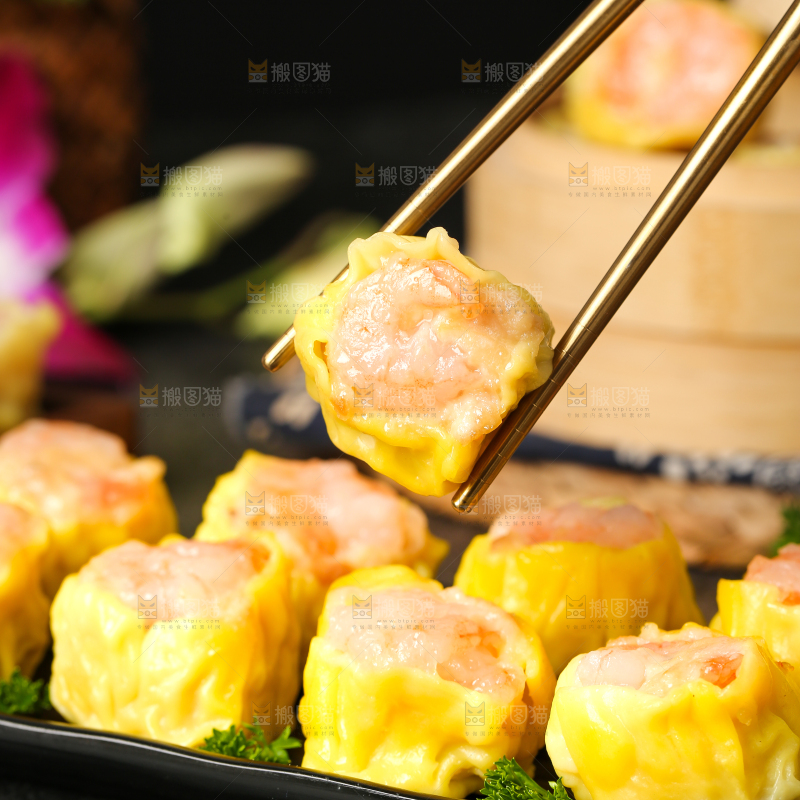 深底上的虾肉烧卖