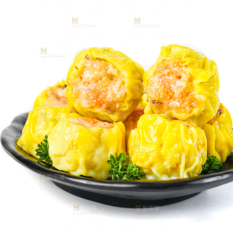白底上的虾肉烧卖
