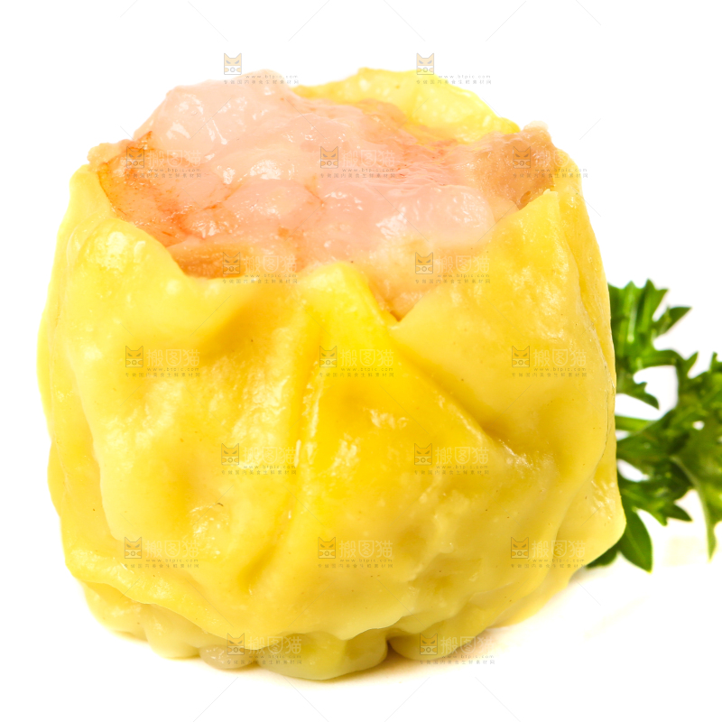 白底上的虾肉烧卖