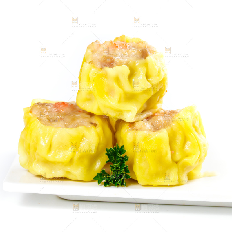 白底上的虾肉烧卖