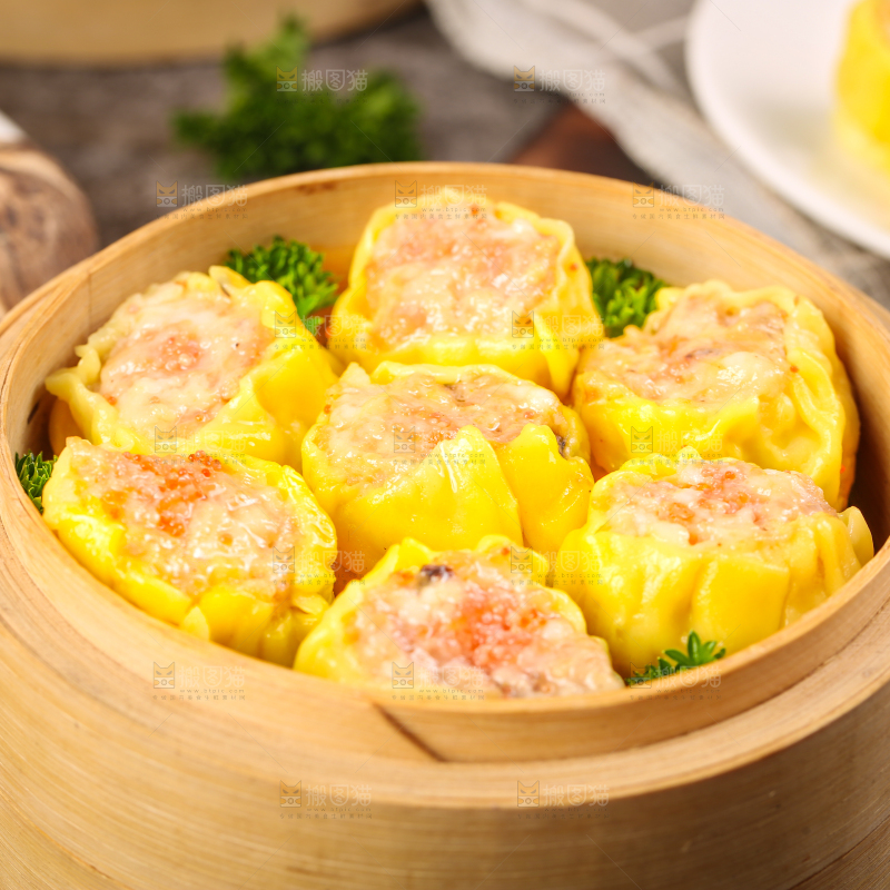 深底上的虾肉烧卖