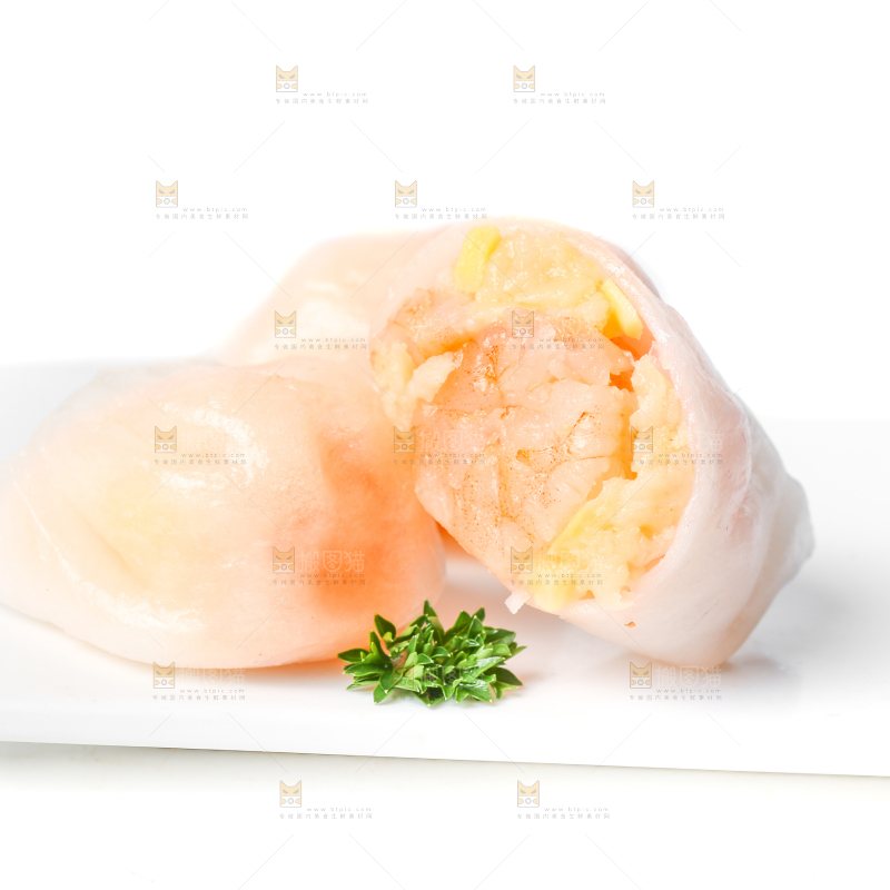 白底上的虾饺