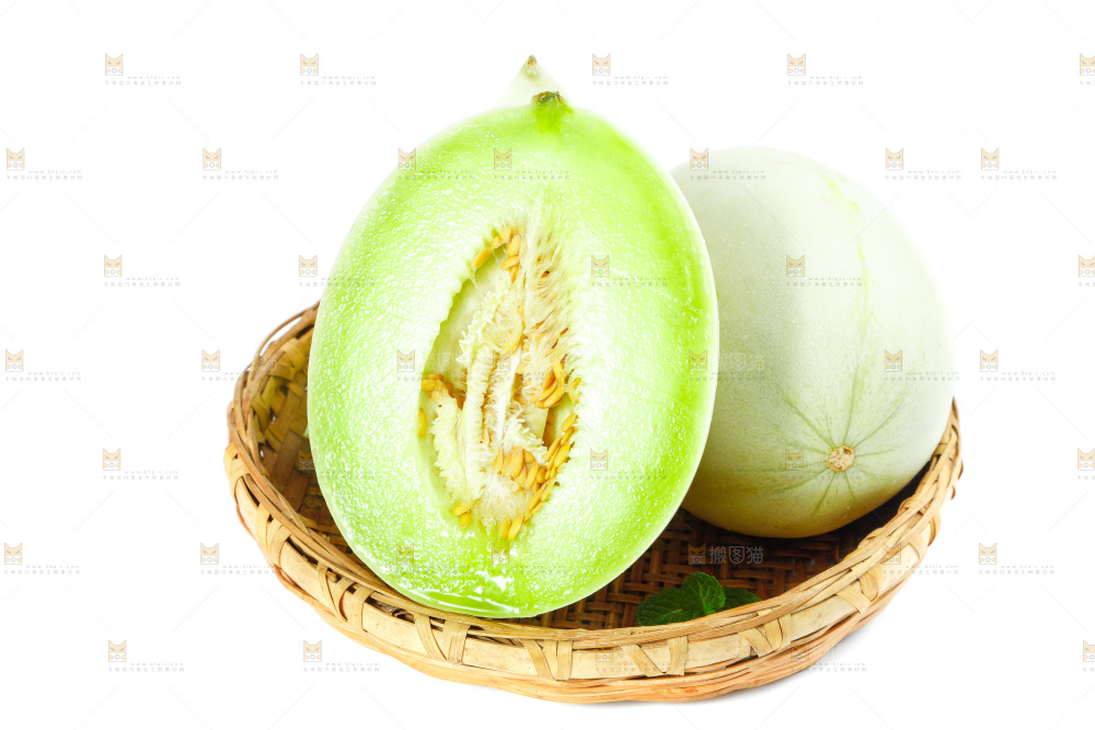 白底上的玉菇甜瓜