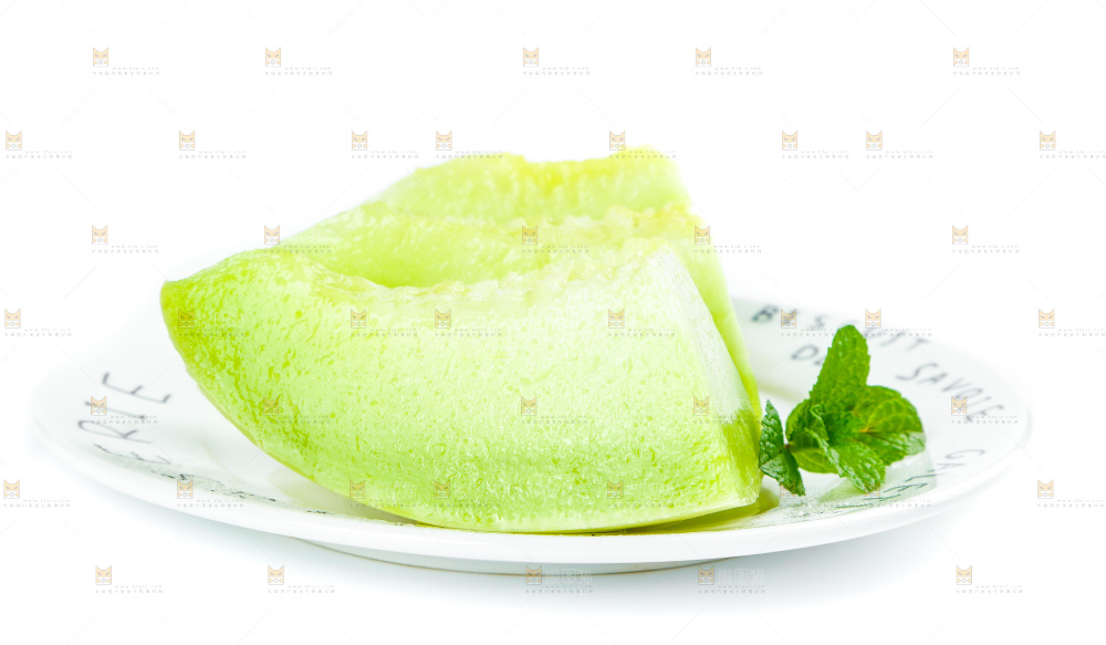 白底上的玉菇甜瓜