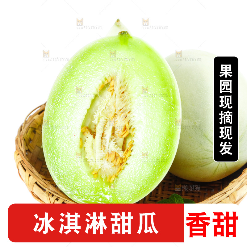 白底上的玉菇甜瓜